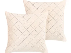 Zestaw 2 poduszek dekoracyjnych YARROW Welur 45 x 45 cm Beżowy Wzór geometryczny