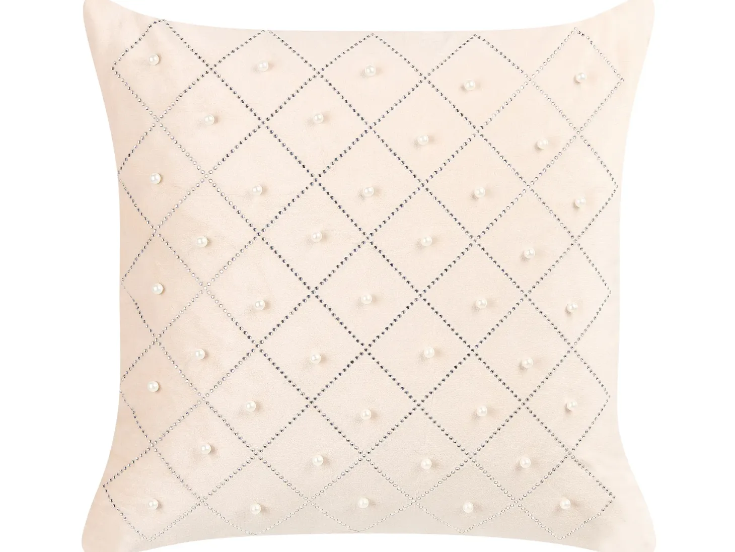Zestaw 2 poduszek dekoracyjnych YARROW Welur 45 x 45 cm Beżowy Wzór geometryczny