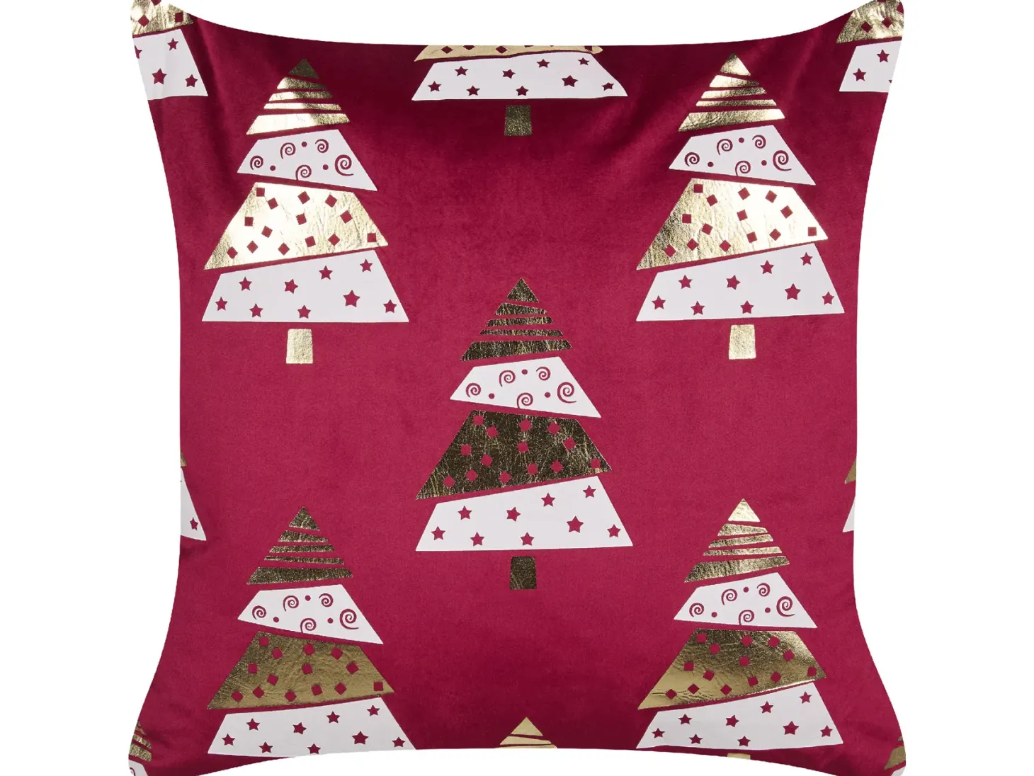 Zestaw 2 poduszek dekoracyjnych GOLDSPRUCE Welur 45 x 45 cm Czerwony Wzór świąteczny