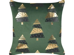 Zestaw 2 poduszek dekoracyjnych GOLDSPRUCE Welur 45 x 45 cm Zielony Wzór świąteczny