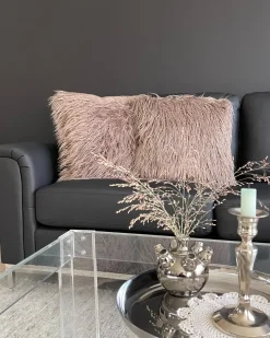 Zestaw 2 poduszek dekoracyjnych COROKIA Sztuczne futro 45 x 45 cm Beżowy Jednolity