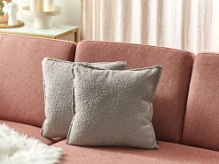 Zestaw 2 poduszek dekoracyjnych SENECIA Boucle 45 x 45 cm Beżowy Jednolity