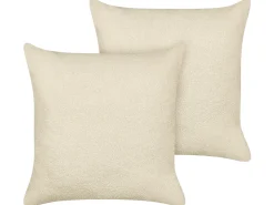 Zestaw 2 poduszek dekoracyjnych LEUZEA Boucle 60 x 60 cm Beżowy Jednolity