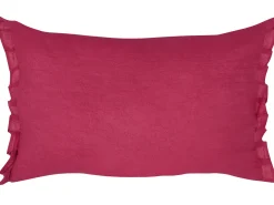 Zestaw 2 poduszek dekoracyjnych SASSAFRAS Len 30 x 45 cm Burgundowy Jednolity