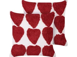 Zestaw 2 poduszek dekoracyjnych MINGORA Bawełna 45 x 45 cm Czerwony W serca