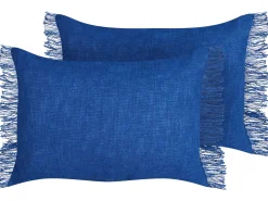 Zestaw 2 poduszek dekoracyjnych MABA Bawełna 50 x 35 cm Granatowy Jednolity