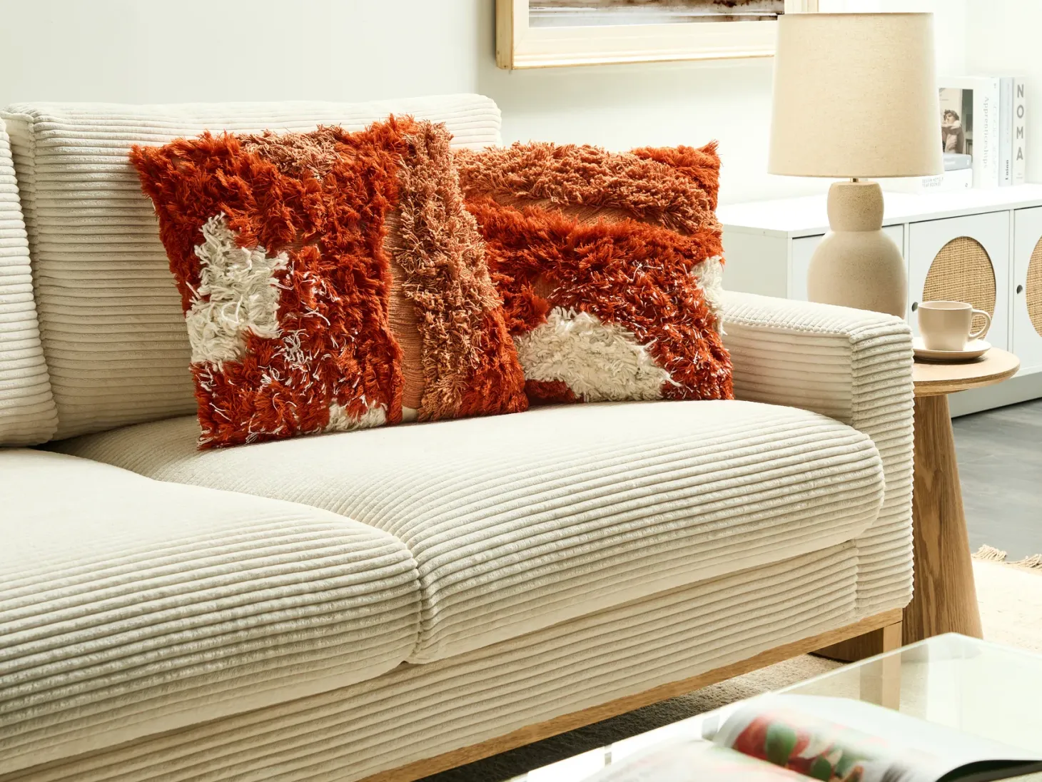 Zestaw 2 poduszek dekoracyjnych SAGENIA Bawełna 45 x 45 cm Pomarańczowy Wzór abstrakcyjny