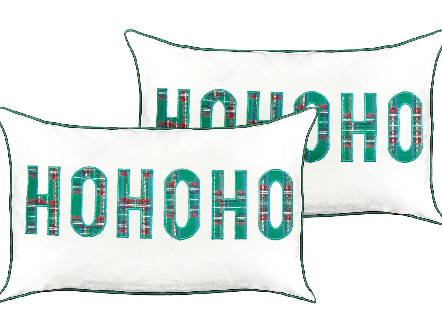 Zestaw 2 poduszek dekoracyjnych JOYCANDY Bawełna 30 x 50 cm Biały Wzór świąteczny
