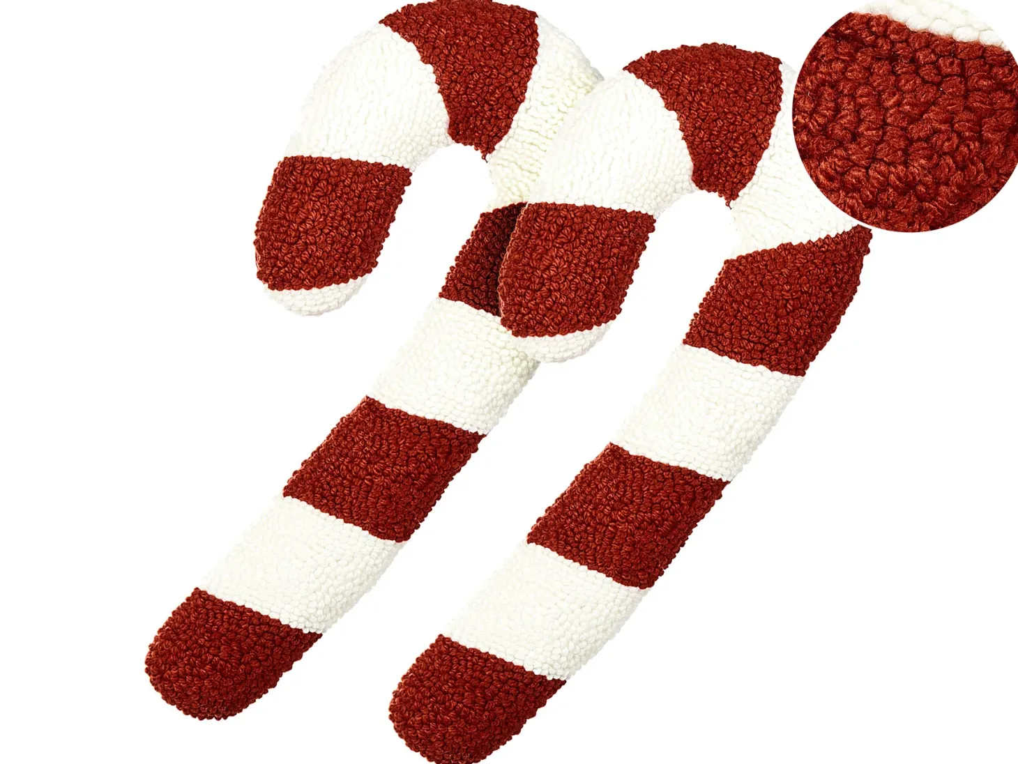 Zestaw 2 poduszek dekoracyjnych CANDY CANE Boucle 22 x 55 cm Czerwony Wzór świąteczny