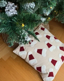 Zestaw 2 poduszek dekoracyjnych SUGARPLUM Bawełna 45 x 45 cm Jasnobeżowy Wzór świąteczny