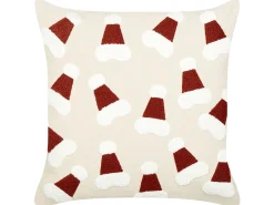 Zestaw 2 poduszek dekoracyjnych SUGARPLUM Bawełna 45 x 45 cm Jasnobeżowy Wzór świąteczny
