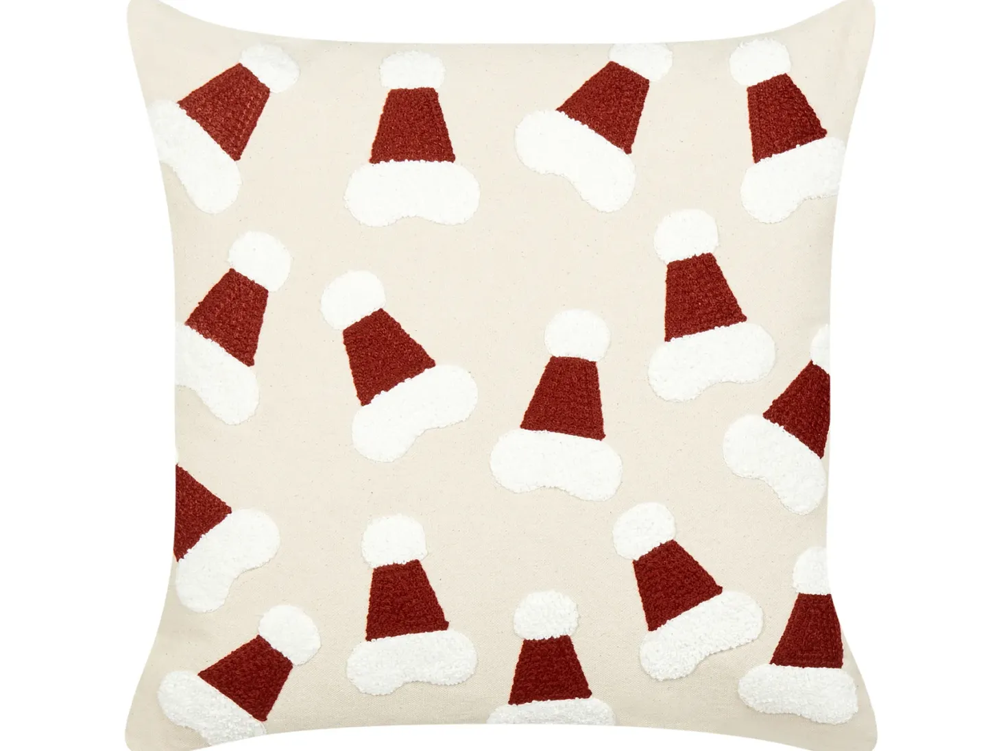 Zestaw 2 poduszek dekoracyjnych SUGARPLUM Bawełna 45 x 45 cm Jasnobeżowy Wzór świąteczny