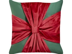 Zestaw 2 poduszek dekoracyjnych MARSHMALLOW Welur 45 x 45 cm Czerwony Zielony Wzór świąteczny