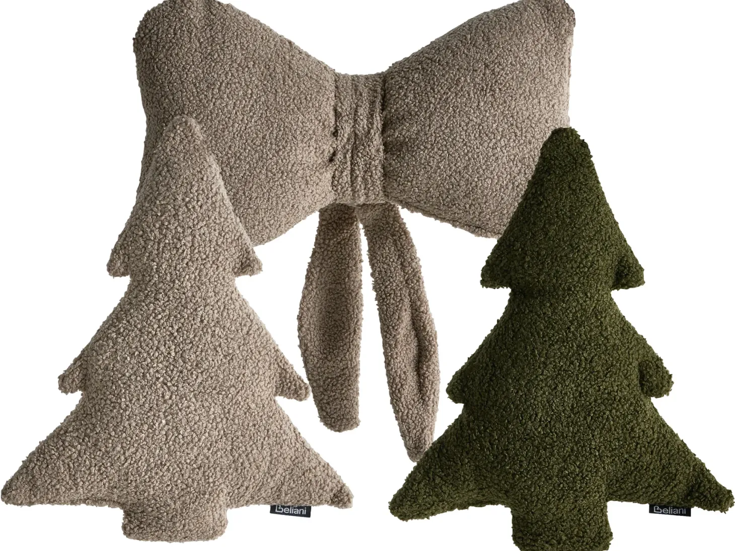 Zestaw 3 poduszek dekoracyjnych WINTERLAND Boucle 30 x 35 cm 45 x 25 cm Beżowoszary Wzór świąteczny