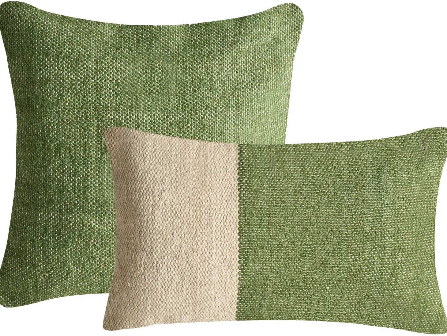 Zestaw 2 poduszek dekoracyjnych ANISOPTERA Bawełna 30 x 50 cm 45 x 45 cm Zielony Jednolity