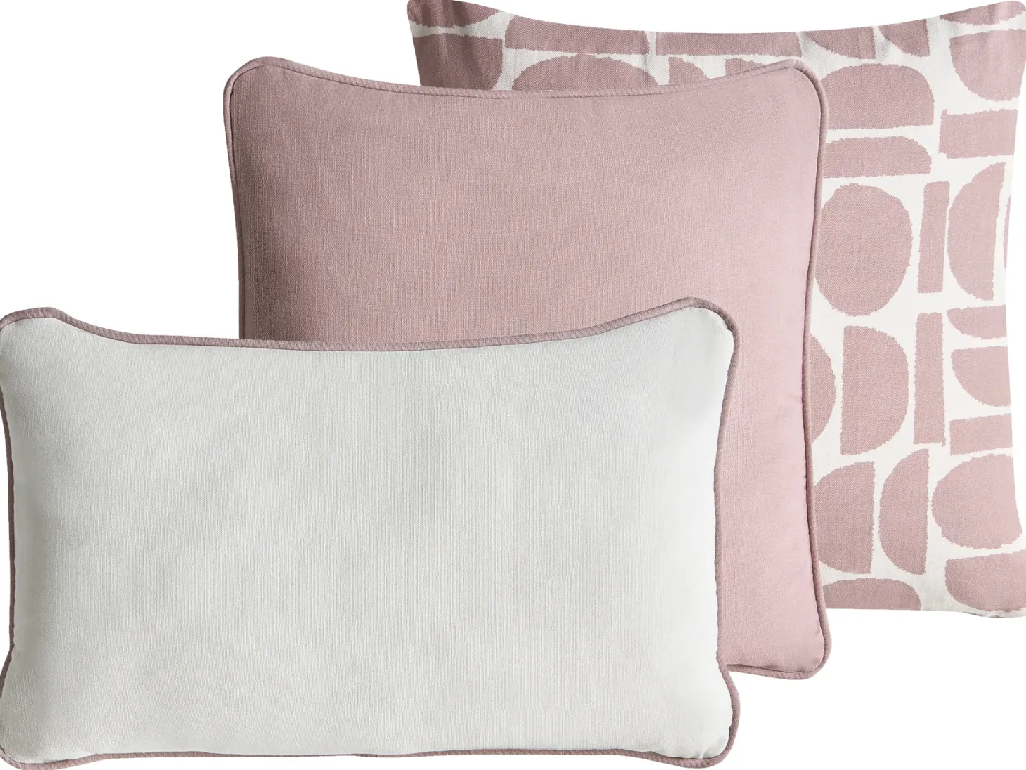 Zestaw 3 poduszek dekoracyjnych PENTACE Bawełna 30 x 50 cm 45 x 45 cm Różowy Jednolity