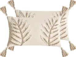 Zestaw 2 poduszek dekoracyjnych POMETIA Bawełna 30 x 50 cm Beżowy Wzór kwiatowy