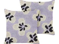 Zestaw 2 poduszek dekoracyjnych SOAPWORT Bawełna 45 x 45 cm Purpurowy