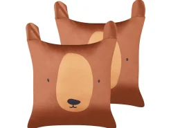 Zestaw 2 poduszek dekoracyjnych TEDDYBEAR Bawełna 45 x 45 cm Brązowy