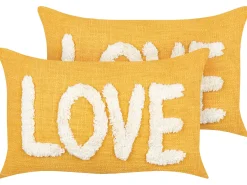 Zestaw 2 poduszek dekoracyjnych LOVE Bawełna 30 x 50 cm Żółty