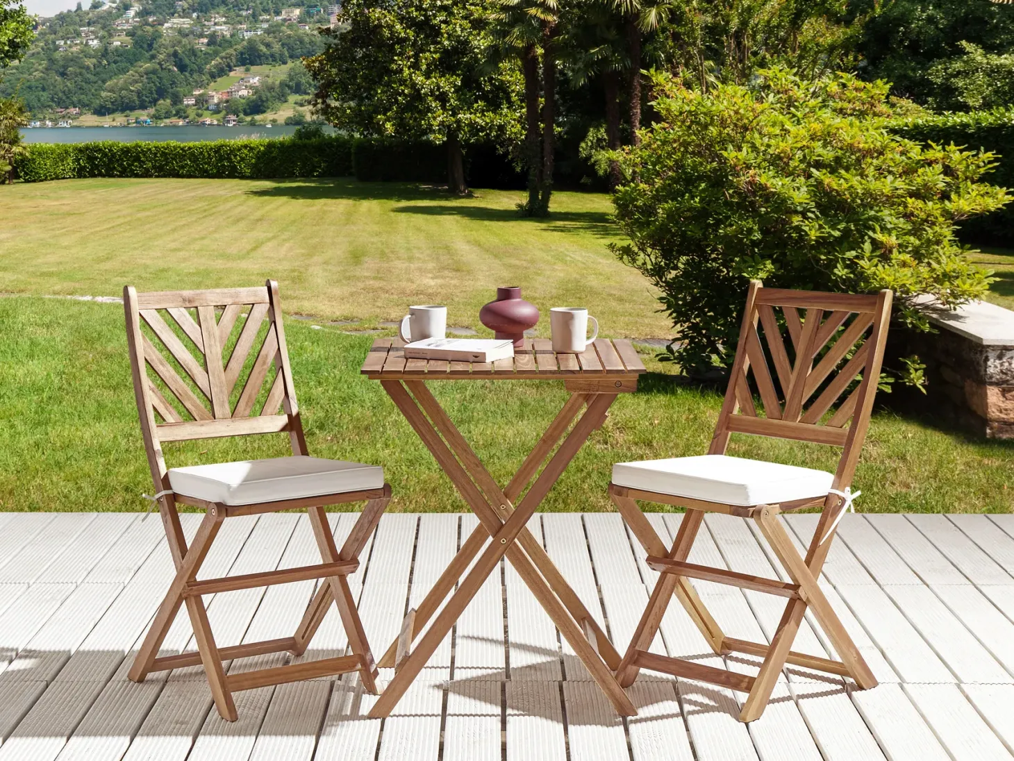 Zestaw 2 poduszek na krzesło ogrodowe TERNI 37 x 34 cm Złamana biel
