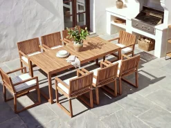 Zestaw 8 poduszek na krzesło ogrodowe SASSARI PREMIUM 46 x 46 cm Złamana biel