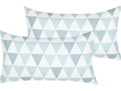 Zestaw 2 poduszek ogrodowych TRIFOS Wzór geometryczny 40 x 70 cm Niebieski
