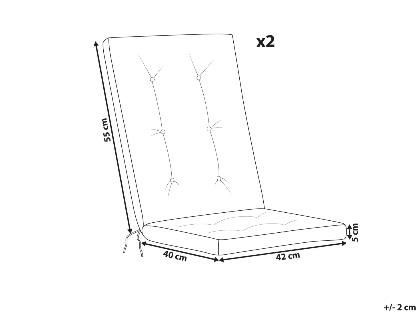 Zestaw 2 poduszek siedziskowych/oparciowych MAUI PREMIUM Jasnoszary