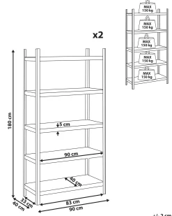 Zestaw 2 regałów magazynowych XITTA Metal 180 cm 90 cm Srebrny