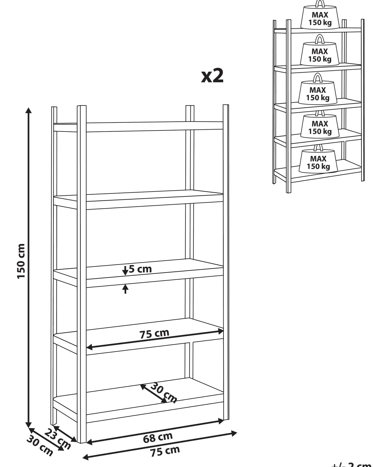Zestaw 2 regałów magazynowych XITTA Metal 150 cm 75 cm Srebrny