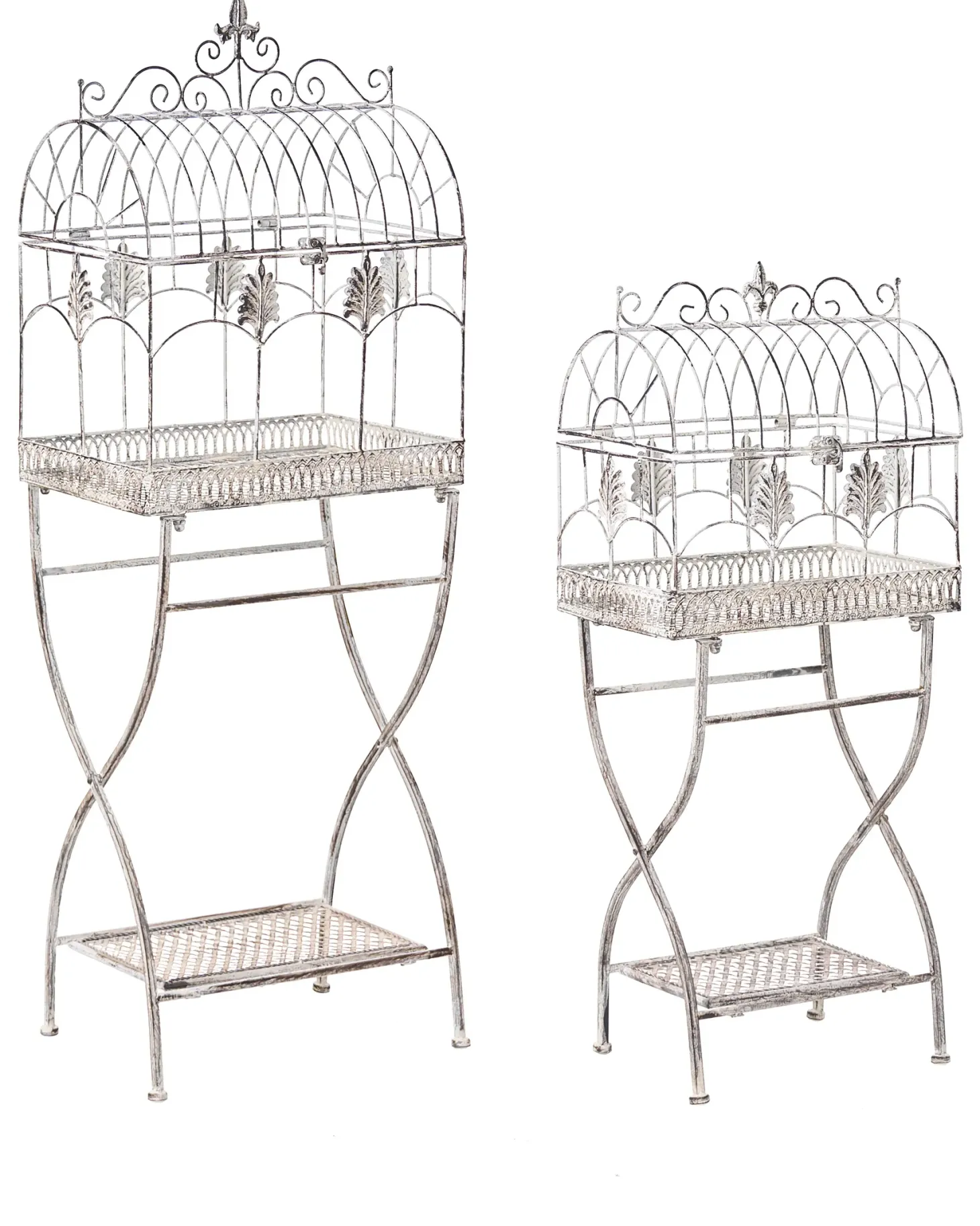 Zestaw 2 regałów z półkami SICILY Metal 122/90 cm 43/37 cm Szary