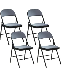 Discount Zestaw 4 składanych krzeseł SPARKS Metal Ciemnoszary/ czarny Wszystkie Krzesła|Wszystkie Krzesła