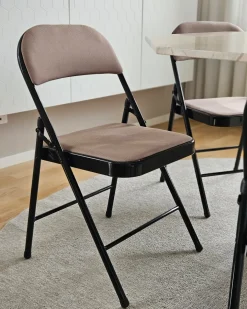 Discount Zestaw 4 składanych krzeseł SPARKS Metal Beżowy/ czarny Wszystkie Krzesła|Wszystkie Krzesła