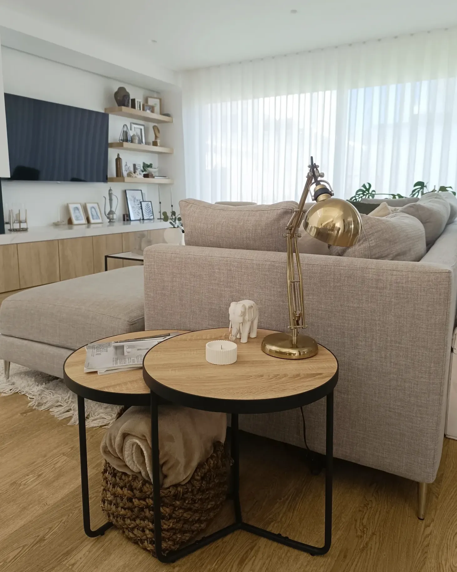 Clearance Zestaw 2 stolików kawowych MELODY Jasnobrązowy Stoliki Kawowe|Wszystkie Stoły