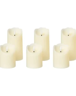 Zestaw 6 świec LED AMOREA 10/15 cm Złamana biel