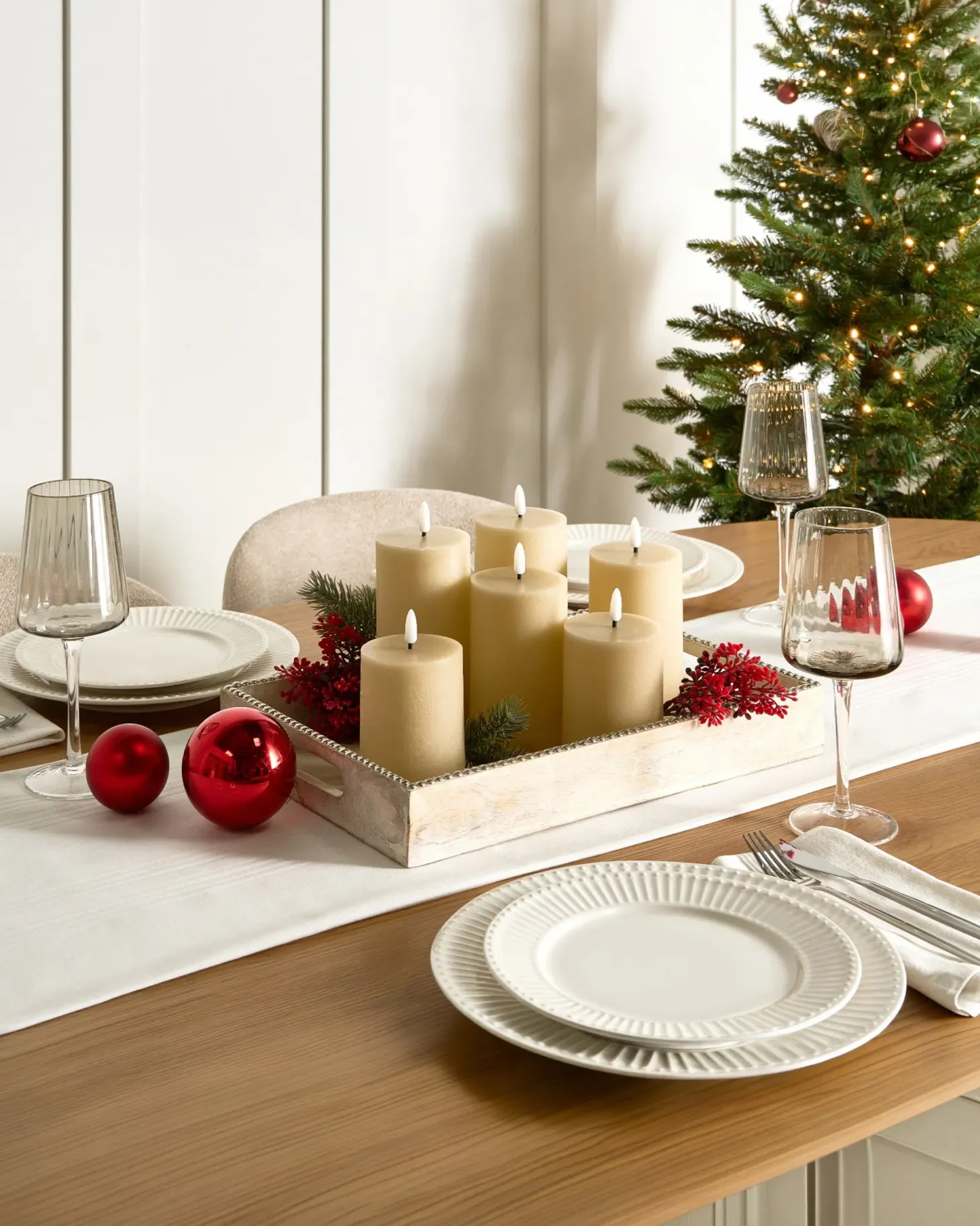 Zestaw 6 świec LED BRAISE 10/13/15 cm Beżowy