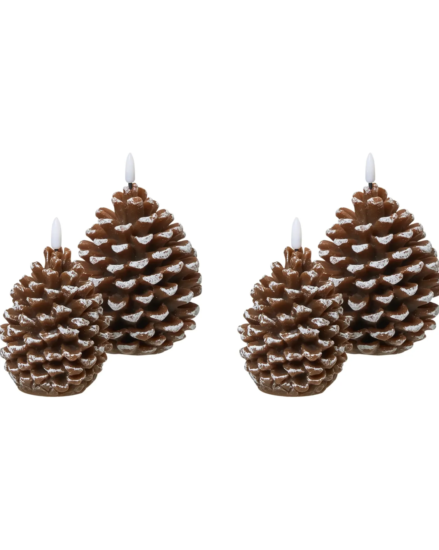 Zestaw 4 świec LED IVRESSE Szyszka 15/12 cm Brązowy