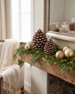 Zestaw 4 świec LED IVRESSE Szyszka 15/12 cm Brązowy