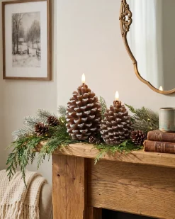 Zestaw 4 świec LED IVRESSE Szyszka 15/12 cm Brązowy