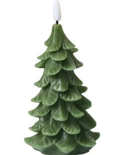 Zestaw 3 świec LED VELOURA Choinka 16 cm Zielony