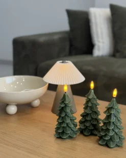 Zestaw 3 świec LED VELOURA Choinka 16 cm Zielony