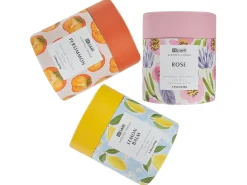 Zestaw 3 świeczek zapachowych COLORFUL BARREL Wosk sojowy Nuty orientalne Nuty ziołowe Nuty kwiatowe