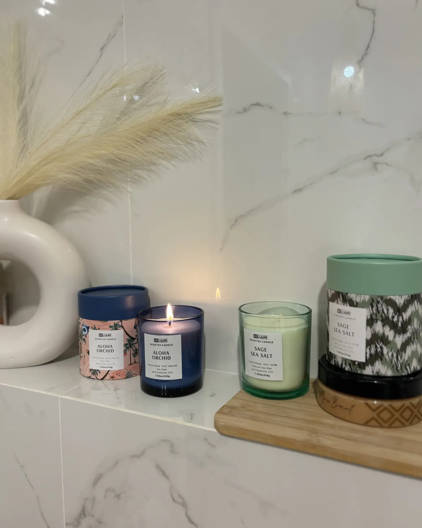 Zestaw 3 świeczek zapachowych COLORFUL BARREL Wosk sojowy Świeże nuty Nuty kwiatowe