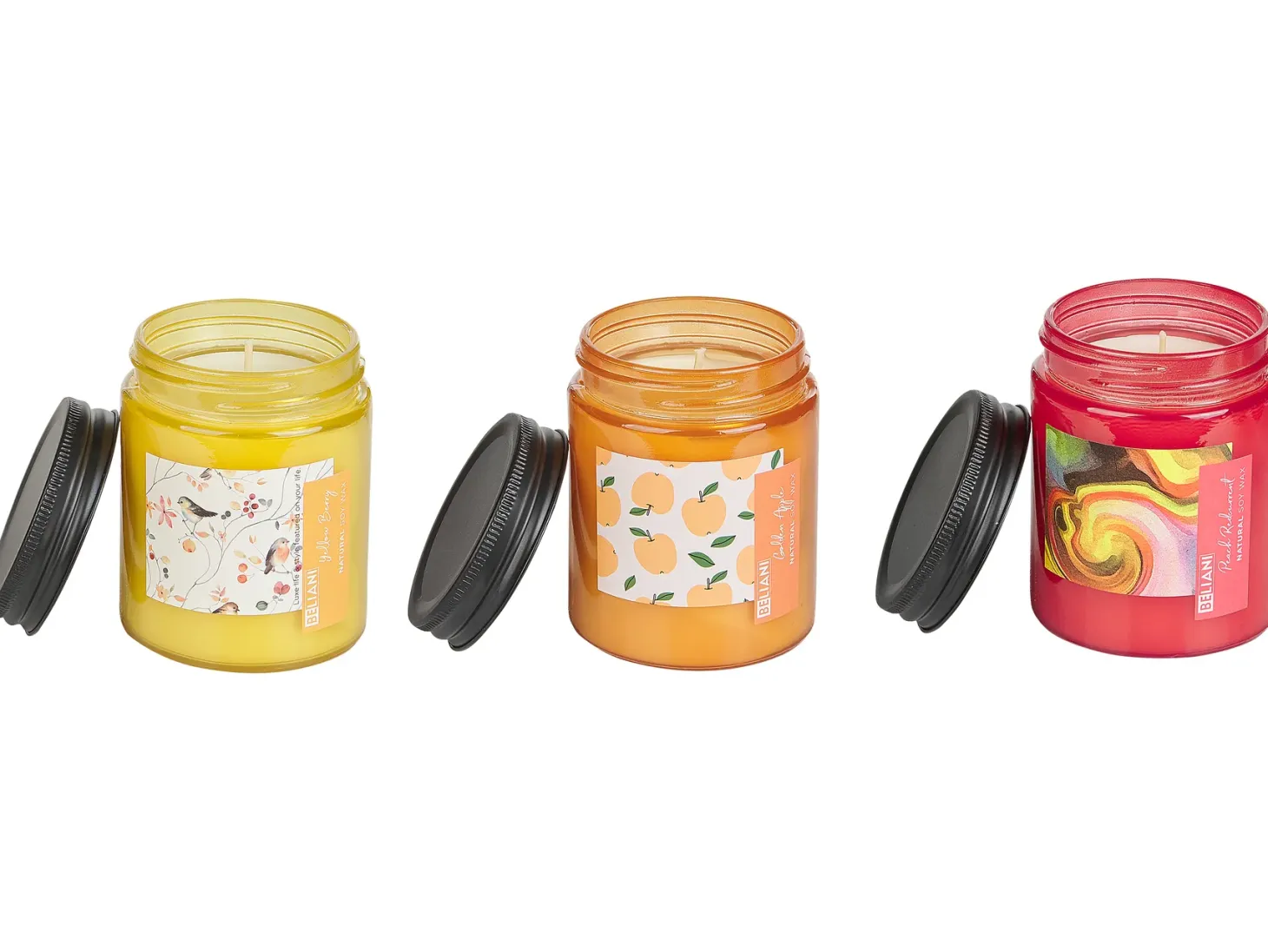 Zestaw 3 świeczek zapachowych FRUITY BLOOM Wosk sojowy Nuty owocowe