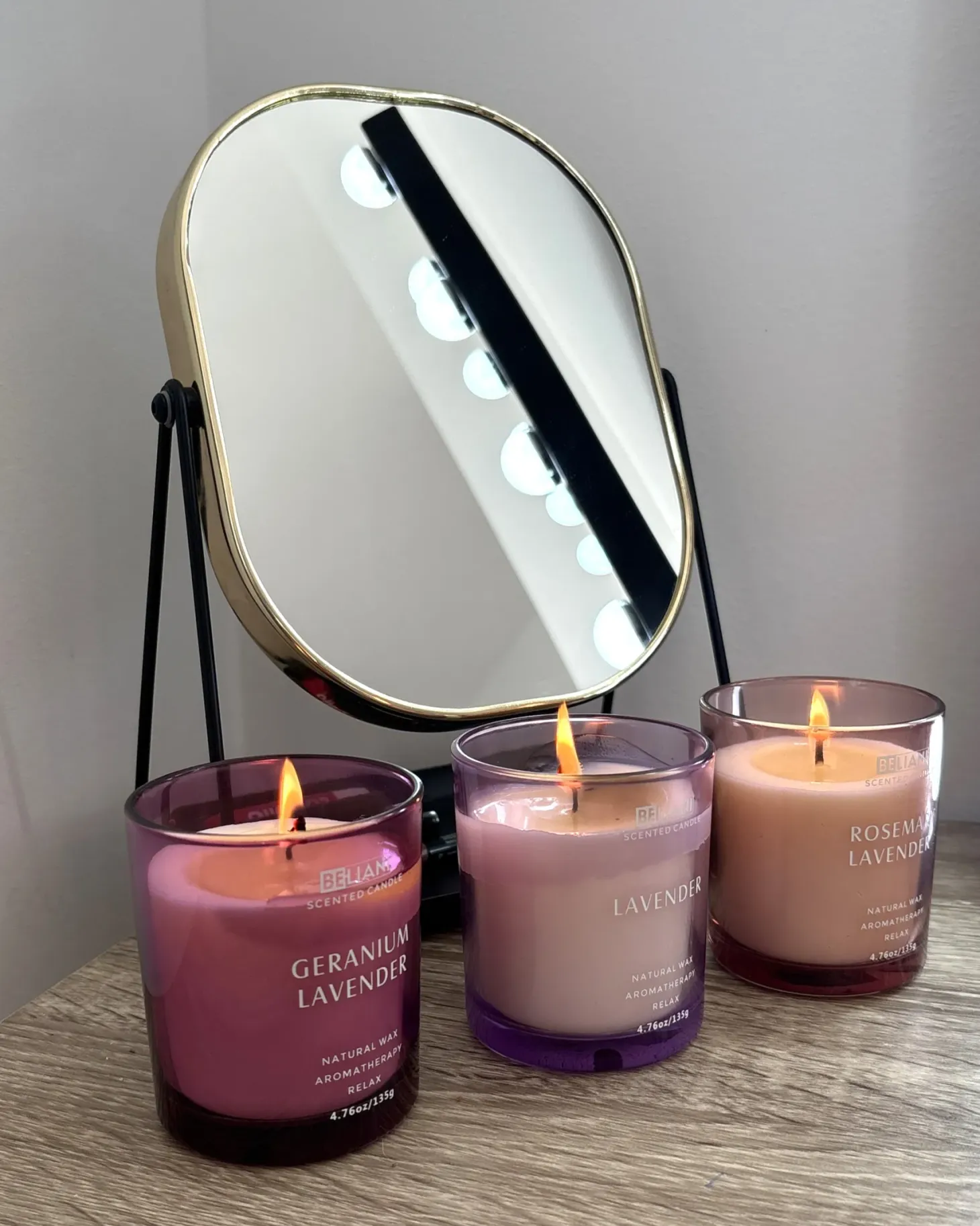 Zestaw 3 świeczek zapachowych SHEER JOY Wosk sojowy Nuty kwiatowe