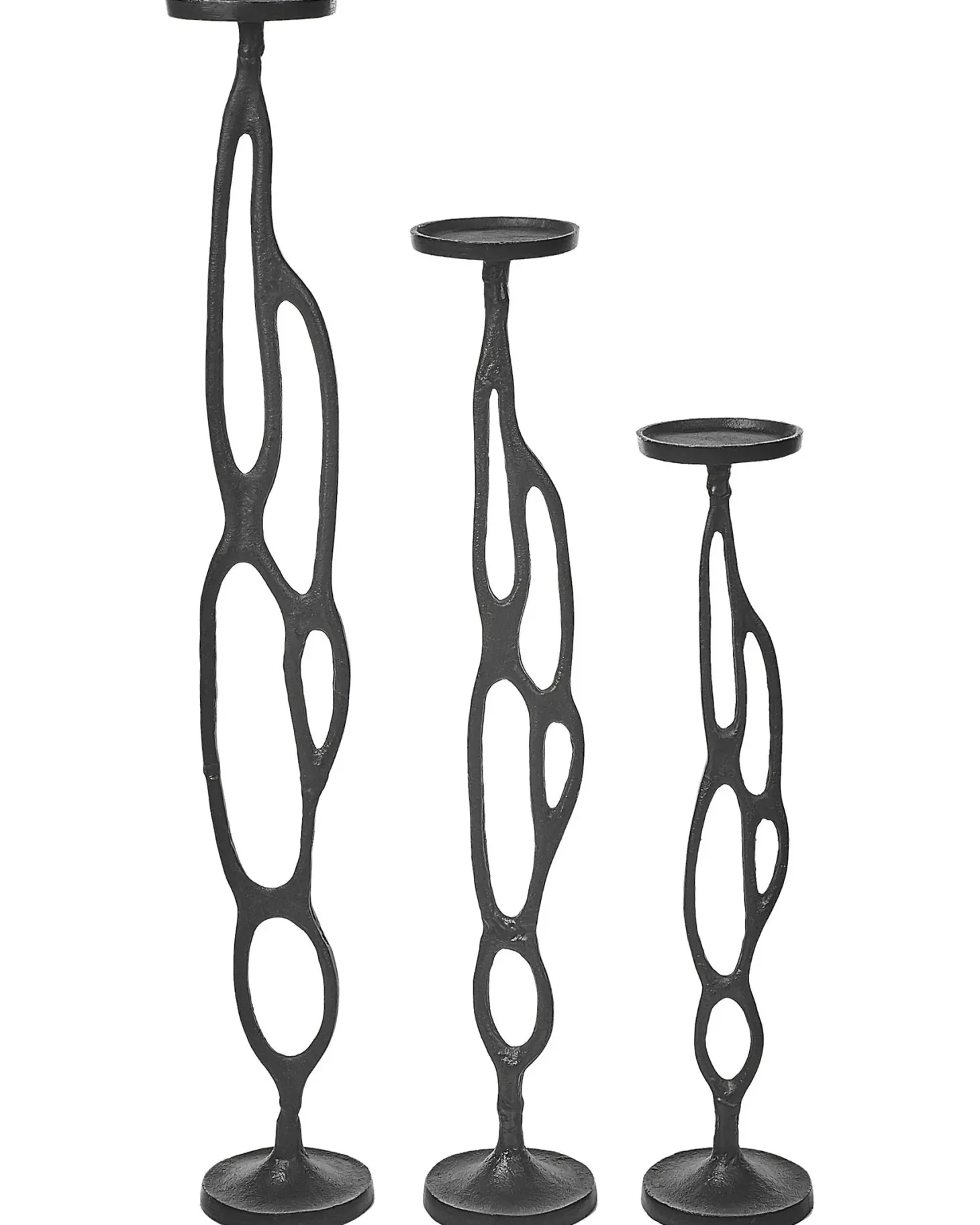 Zestaw 3 świeczników BUNI Metal 54/68/84 cm Czarny