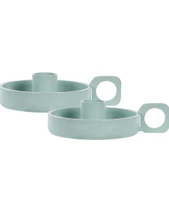 Zestaw 2 świeczników CHORIO Metal 4 cm Miętowy