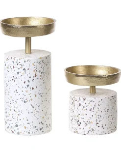 Zestaw 2 świeczników KAENGAN Kamień 13/24 cm Złoty