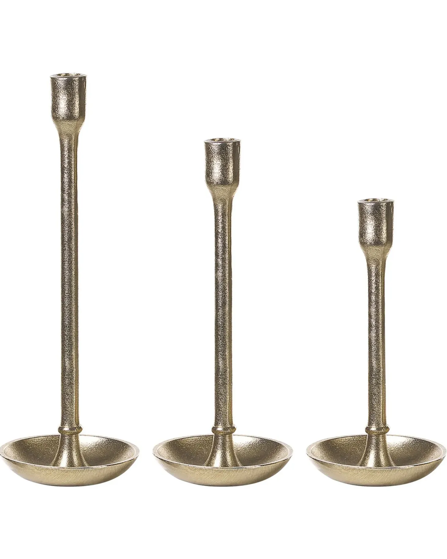 Zestaw 3 świeczników LIWUNG Metal 27/33/38 cm Złoty