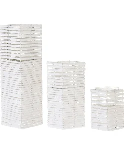 Zestaw 3 świeczników MAROLA Drewno topolowe 54/34/20 cm Biały